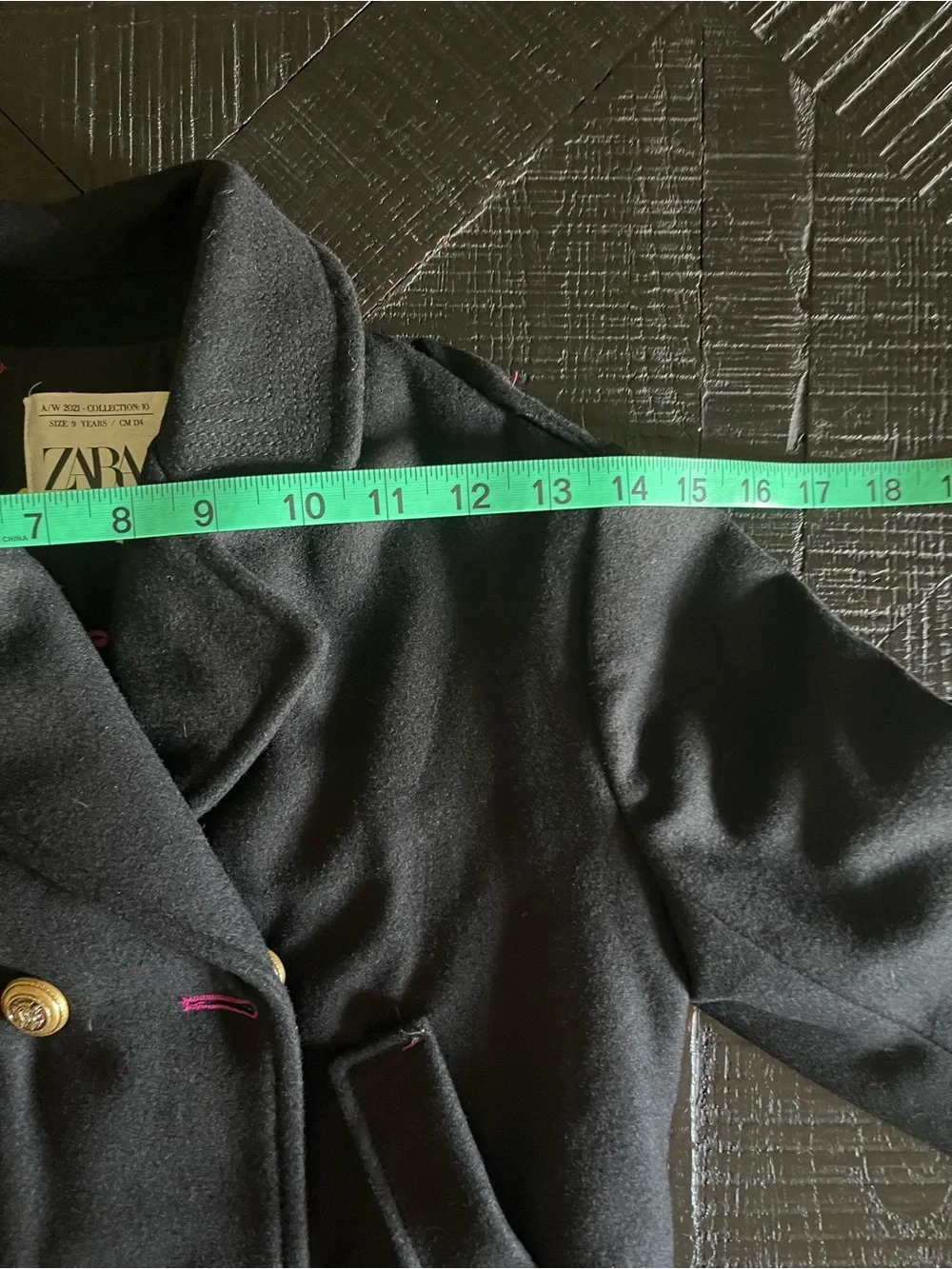 ZARA Black Cropped Double Breasted Peacoat Jacket Girls Size 9